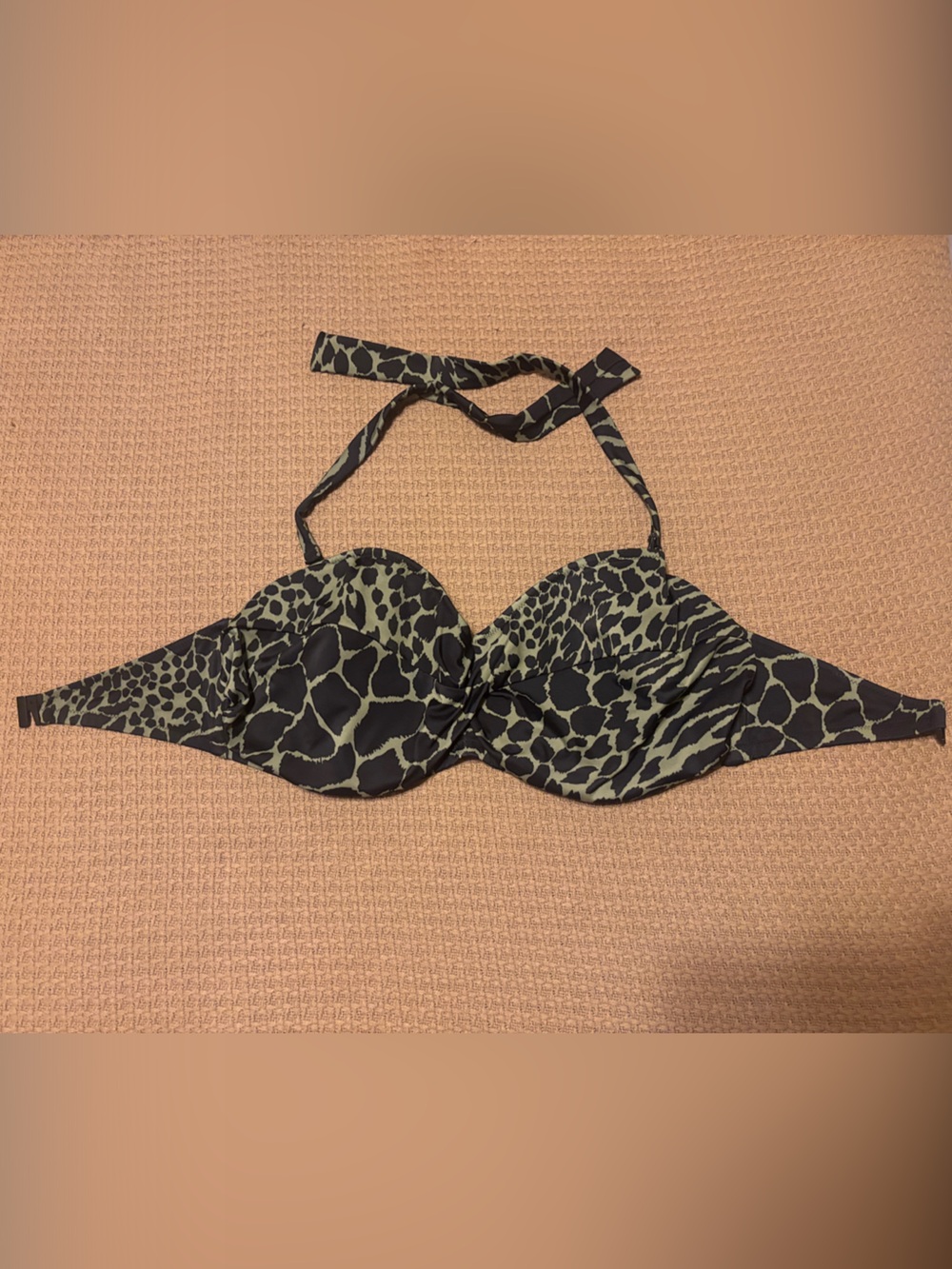 Fantasie Olive Green and Black Leopard bandeau swim top
